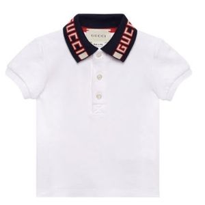 Gucci Kids White Polo with Black and Red Collar